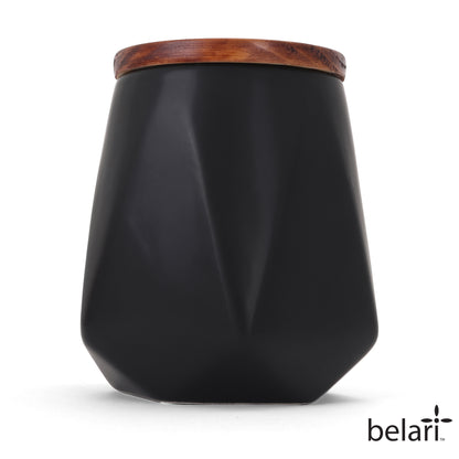 Faceted Storage Canister - Black / Medium