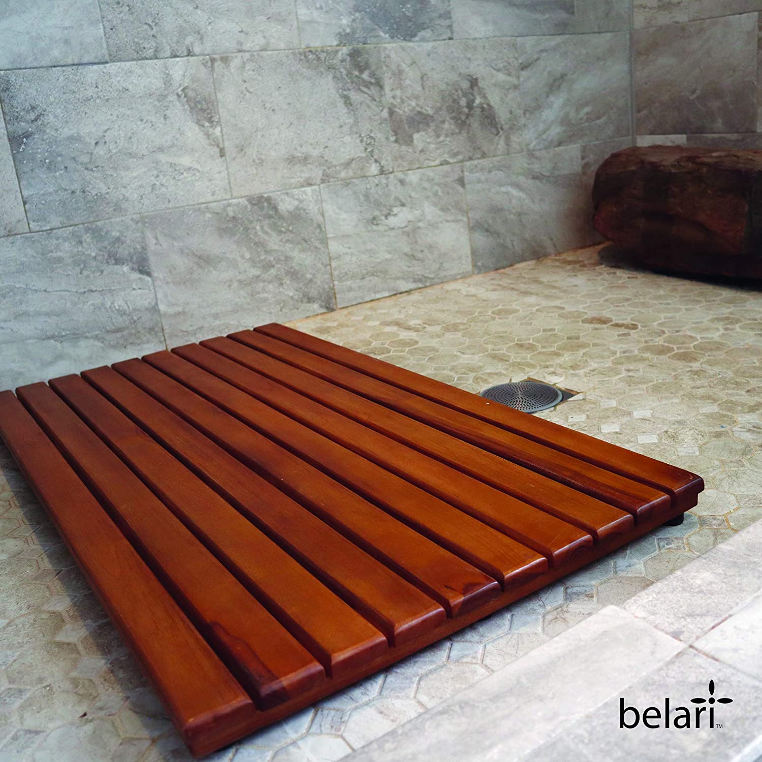 Belari Teak Shower Mat-Teak Bath Mat-Non Slip Indoor shops or Outdoor Shower Mat