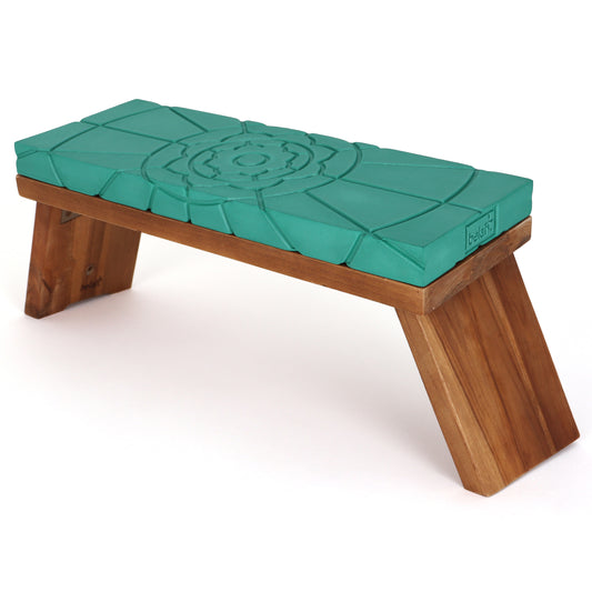 Teak Meditation Bench - Teal Green